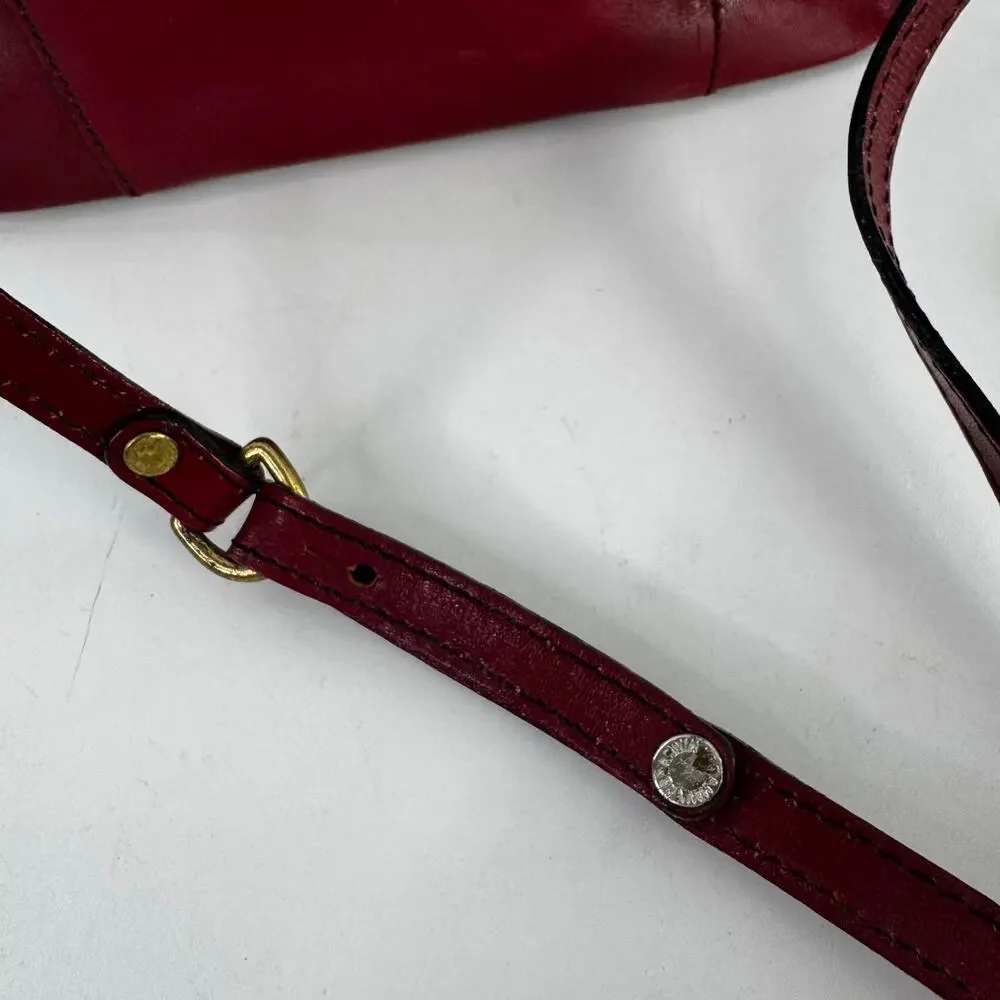 Vtg Brahmin Crossbody Bag Small Red Leather Shoulder Purse Zip Top Side Pocket